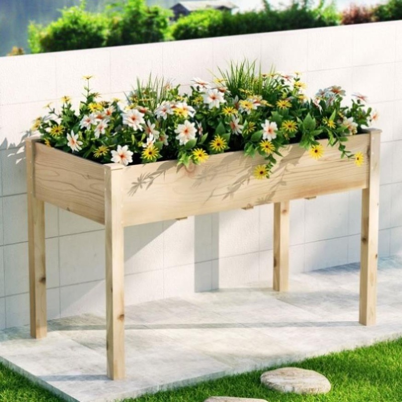 Green Fingers Garden Bed Elevated 120x60x80cm Wooden Planter Box Raised Container GARDEN-WOOD-PLAT-12060