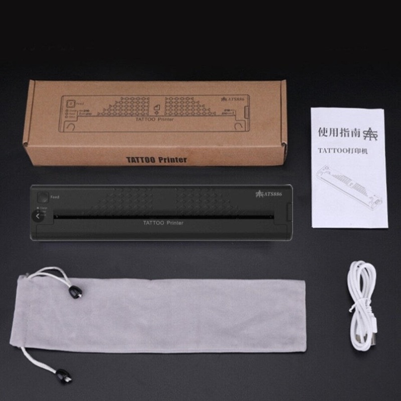 Wireless Tattoo Transfer Printer Portable Machine Clear Transfer Stencil Printer Black V201-HLWS009-BLACK