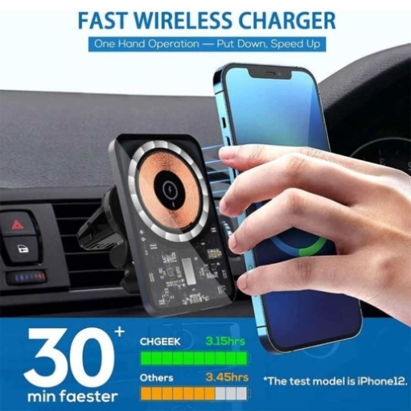 15W Magnetic Car Wireless Charger Phone Holder Mount MagSafe with Cyber Style V201-W13029438