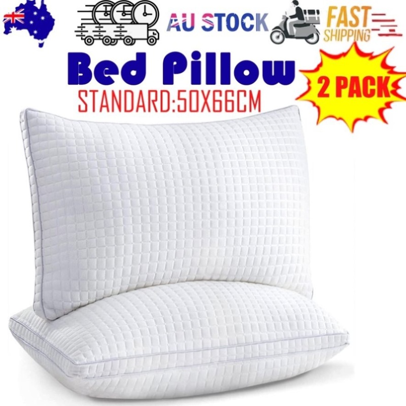 2xStandard Quality Pillows Cotton Hotel Adjustable Home Pillows Down Alternative Pillows V201-W13149556