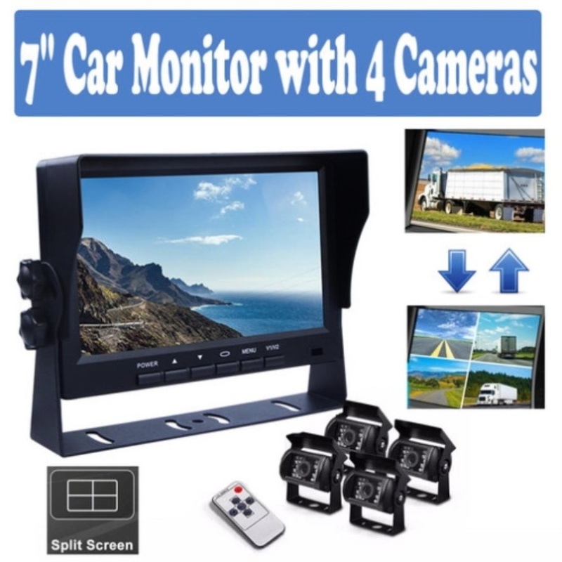 4-Channel Split 7 Screen Monitor w/4 Reversing Camera Kit for Truck Trailer Bus V201-CAR0407BL8AU
