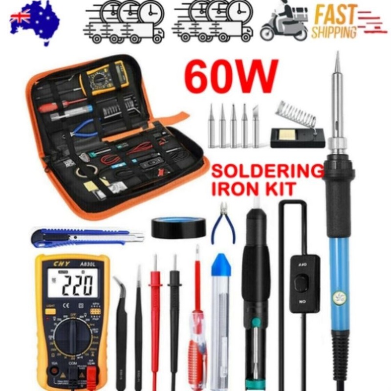60W Soldering Iron Kit Welding Solder Station Wire Desoldering Pump Multimeter V201-BCZ0060008AU