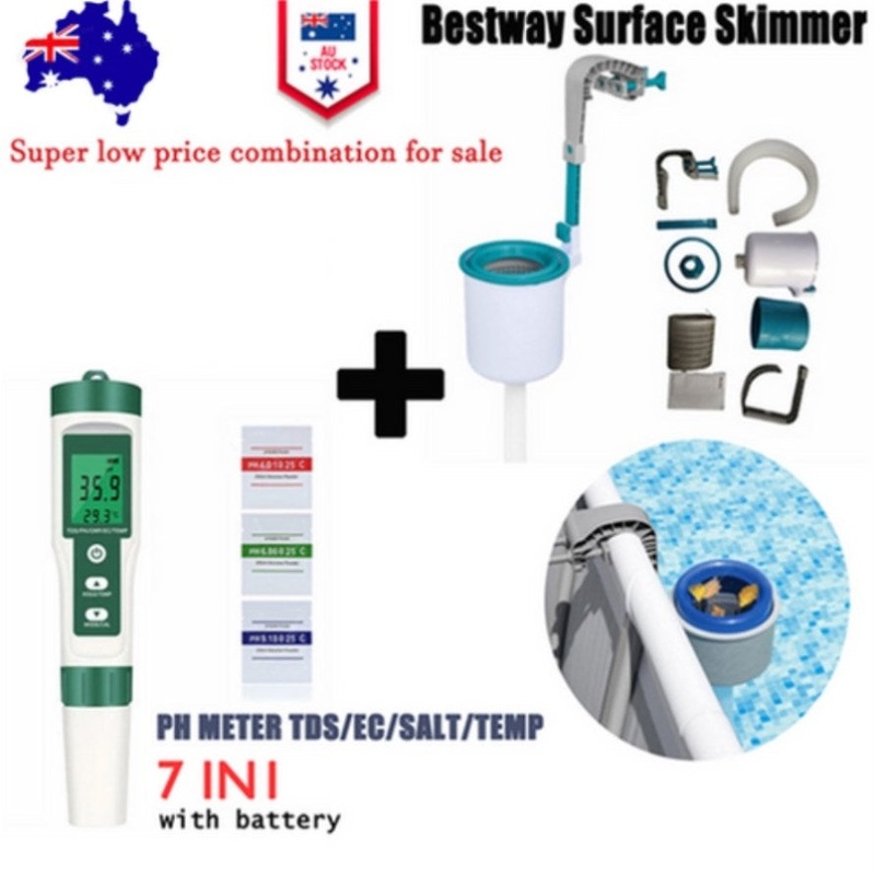 7 in 1 PH Meter Water Quality Monitor Tester Pen and one Bestway Surface Skimmer V201-DP88861