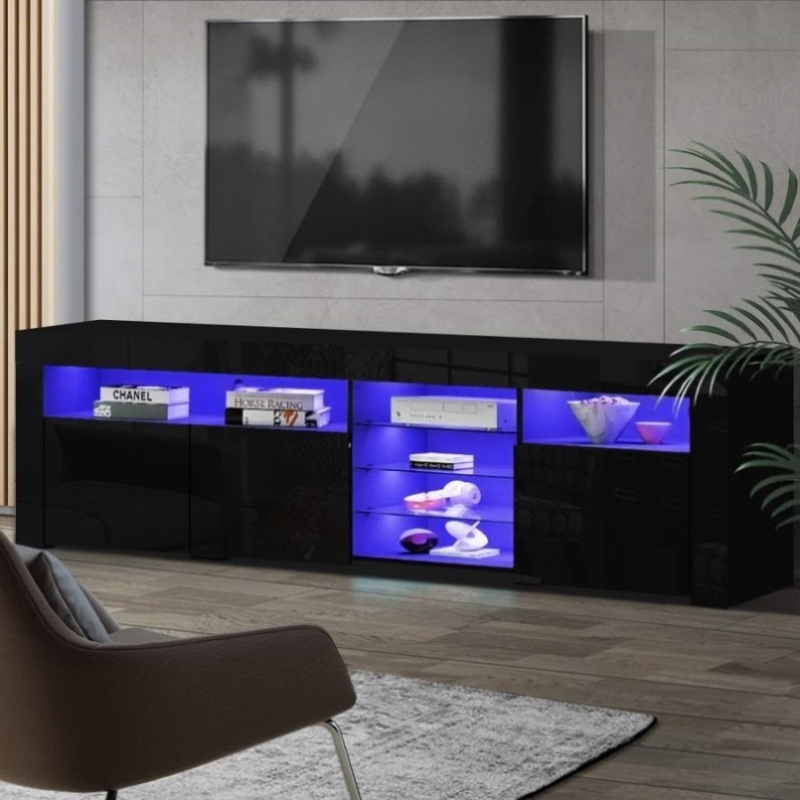 Artiss Entertainment Unit TV Cabinet LED 180cm Black Bobi FURNI-O-LED-TV180-BK-AB