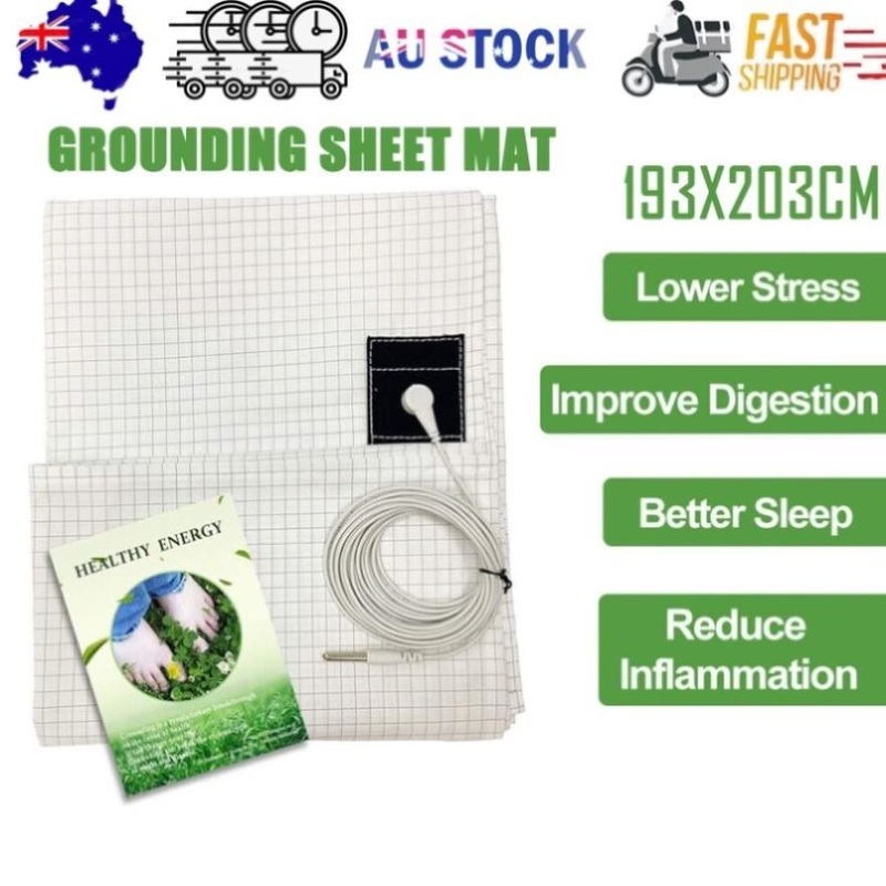 Bed Earthing Sheet Grounding Sheet Mat Large Bed Sheet Flat Sheet W/AU Plug193x203cm V201-W12918153