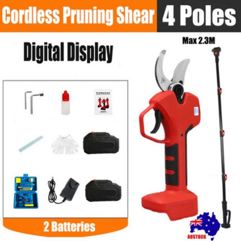 Cordless Brushless 4 Pole Pruning Shear Secateur With 2 Batteries Bush Cutter RED V201-CUT0050RE8AU