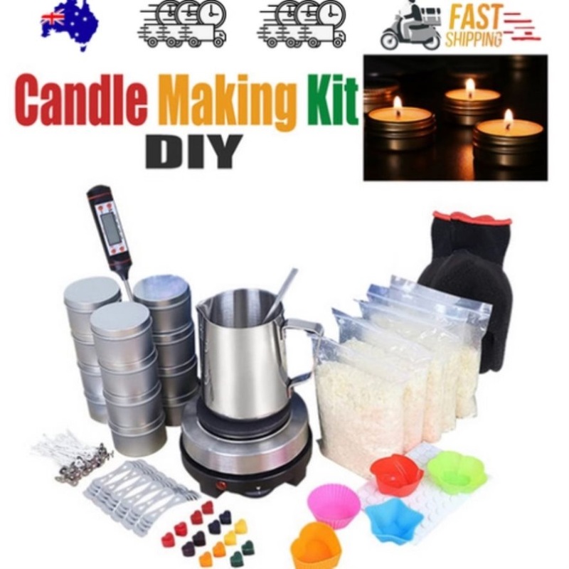 DIY Candle Making Kit 1KG Wax Bean Electric Wax Melter Pouring Pot Thermometer V201-DIY0001WH8AU