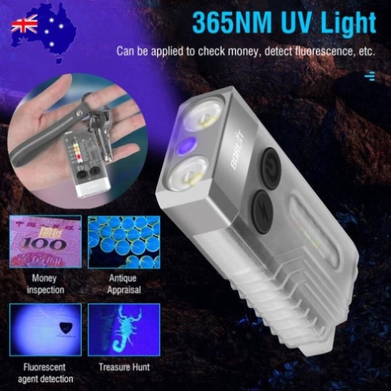 V10 LED Keychain EDC Flashlight USB Rechargeable Magnetic Torch Work Lamp V201-W12552808