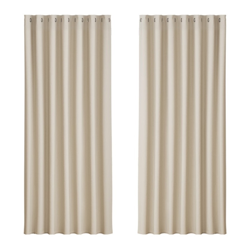 Artiss 2X Blockout Curtains Eyelet 240x230cm Beige BC-MATT-240X230-BG