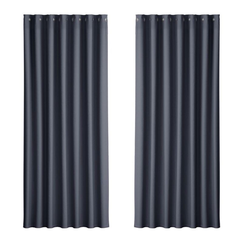 Artiss 2X Blockout Curtains Eyelet 240x230cm Charcoal BC-MATT-240X230-CH
