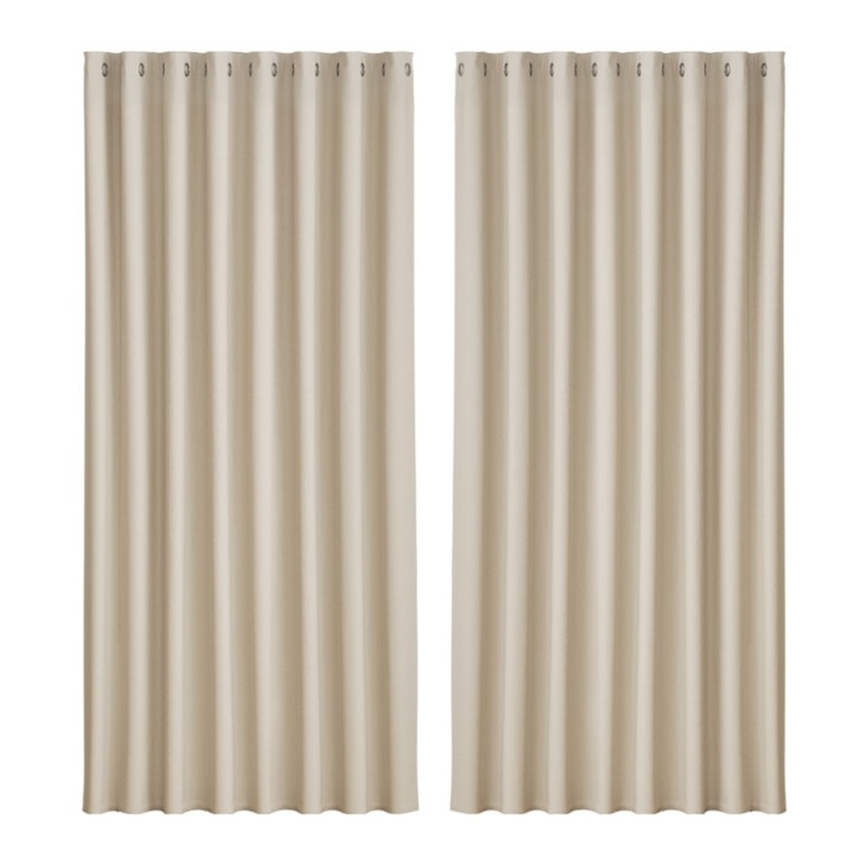 Artiss 2X Blockout Curtains Eyelet 300x230cm Beige BC-MATT-300X230-BG