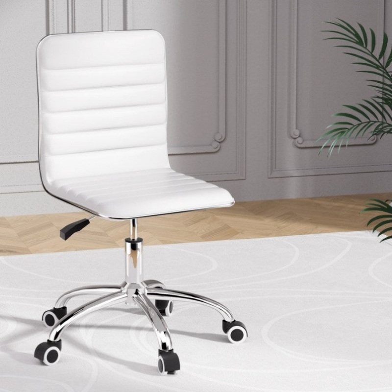 Artiss Office Chair Conference Chairs PU Leather Low Back White OCHAIR-K-REPL-WH