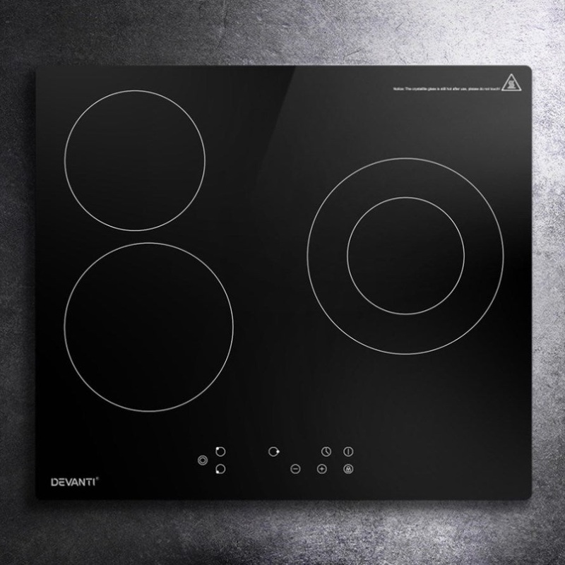 Devanti Electric Ceramic Cooktop 60cm Kitchen Cooker 4 Burner Hob Touch Control 5200W CCT-B-3E-4Z-TOUCH-BK