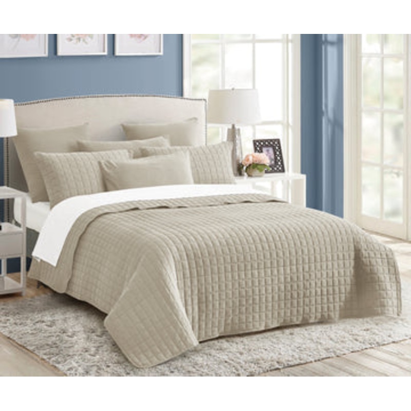 7 piece vintage stone wash comforter set king natural V517-VSC7-KNA