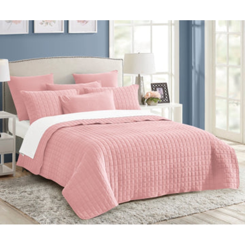 7 piece vintage stone wash comforter set queen nude pink V517-VSC7-QNP