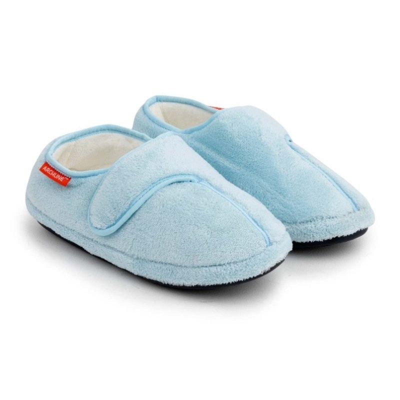 ARCHLINE Orthotic Plus Slippers Closed Scuffs Pain Relief Moccasins – Baby Blue – EU 38 V563-AS111-38