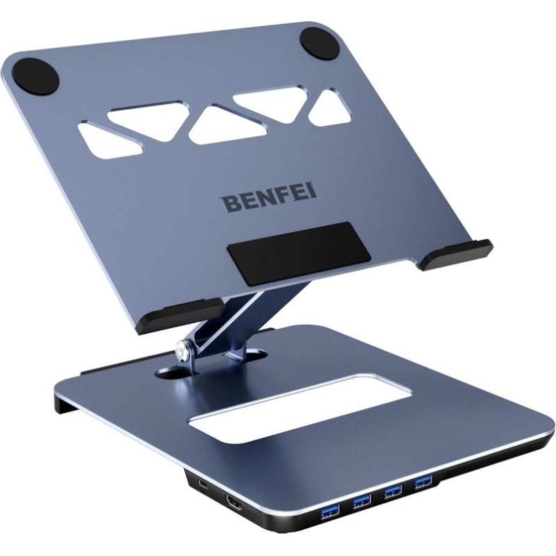 BENFEI 380GY Laptop Stand with USB C 6 in1 4K@60Hz HDMI, 4 x USB3.0, 100W PD Docking Station V28-ELEBEN380GY
