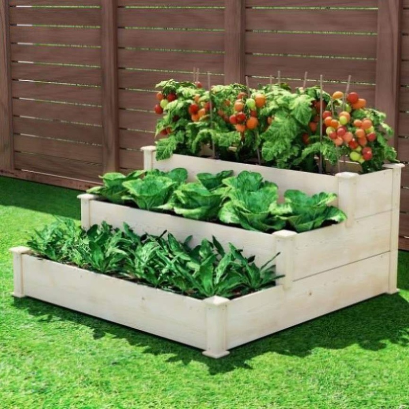Green Fingers 3-Tier Wooden Raised Garden Bed Elevated Ground Vegetable Planter Box GARDEN-WOOD-3T-120120
