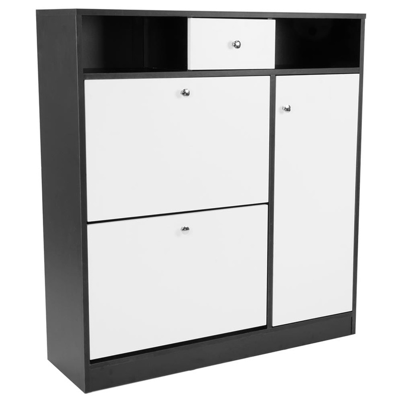 Sarantino Shoe Rack Cabinet Wooden Storage Organiser Shelf Cupboard Drawer CBT-090-028-098-BK