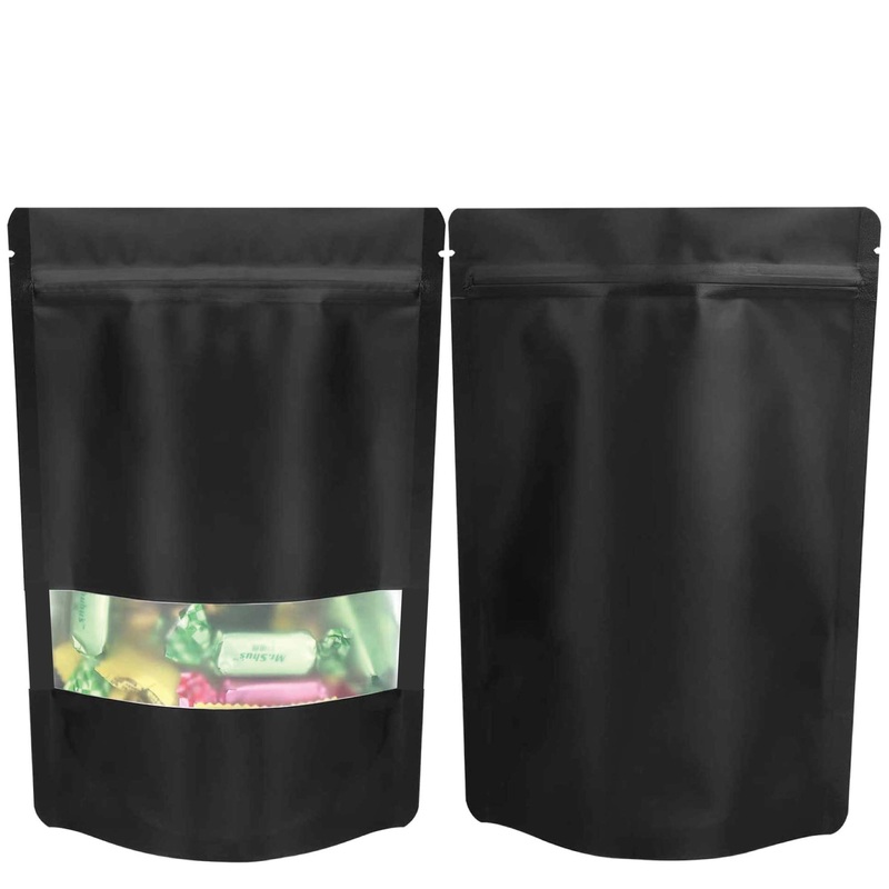 100 Resealable Mylar Stand Up Bags 36x25cm – Black Food Packaging Zip Pouch V238-SUPDZ-40209005805648