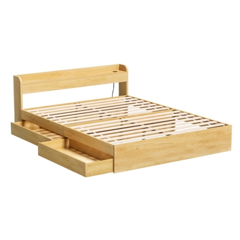 Artiss Bed Frame Queen Size with Charging Ports and 2 Drawers AURA WBED-F-AURA-Q-WD-ABC