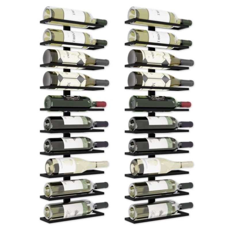 Set 2 Pcs Metal Wall Mount Wine Rack for Wine Bottles, Liquor, Champagne V178-36133