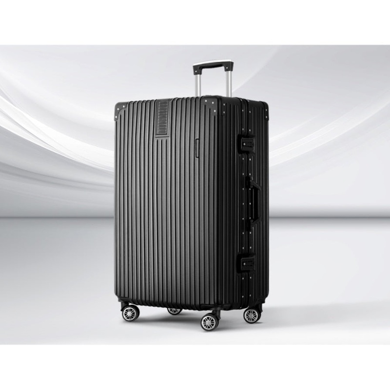 Wanderlite 28 Inch with TSA Lock StainlessSteelWrappedCorners Hard Shell Travel Suitcase LUG-ALU-VG-28-BK