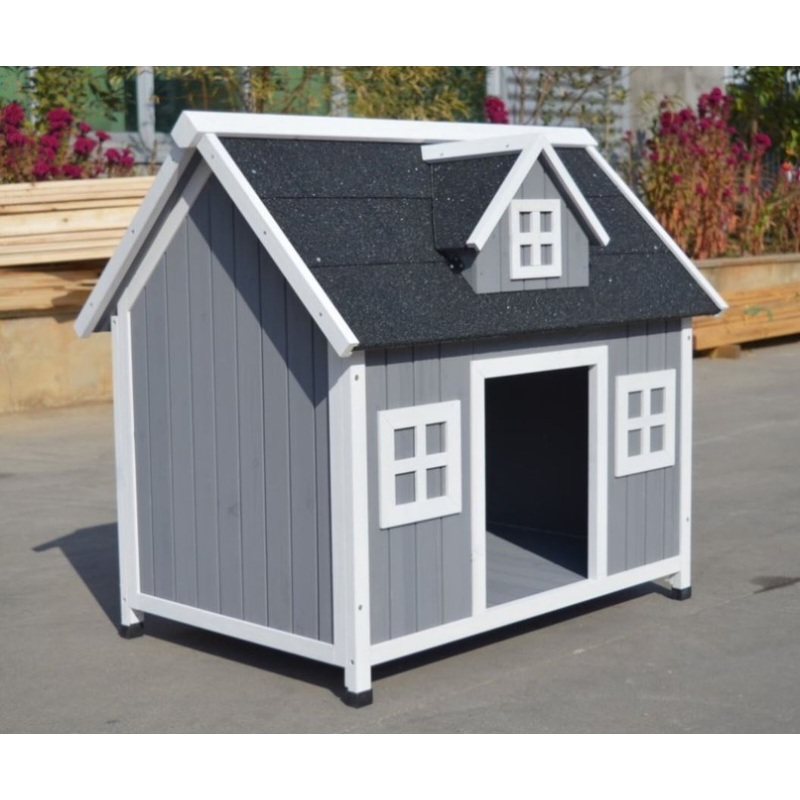 YES4PETS Grey Large Timber Pet Dog Puppy Wooden Cabin Kennel Timber House V278-DK366-CW12H0365