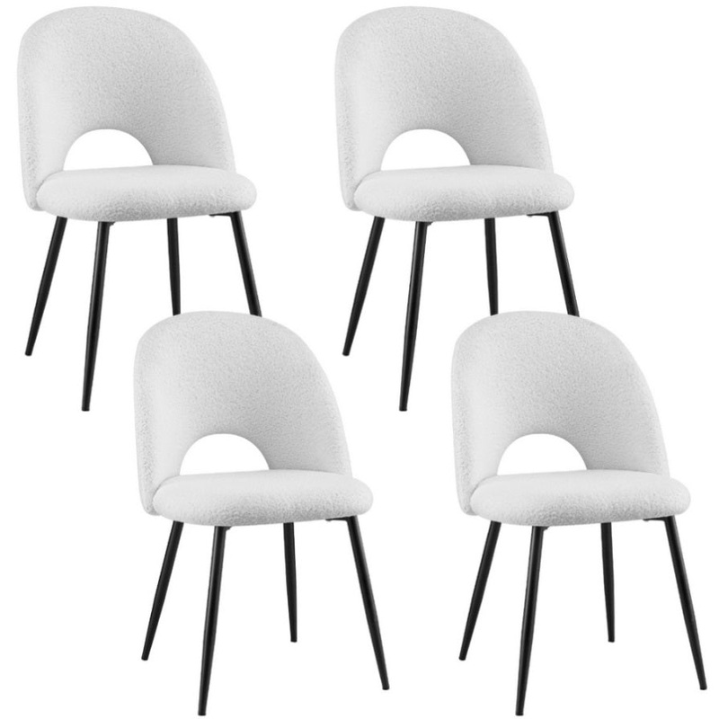 1 Set of 4 Artiss Dining Chair Boucle Sherpa DINC-B-SHP-WHX4