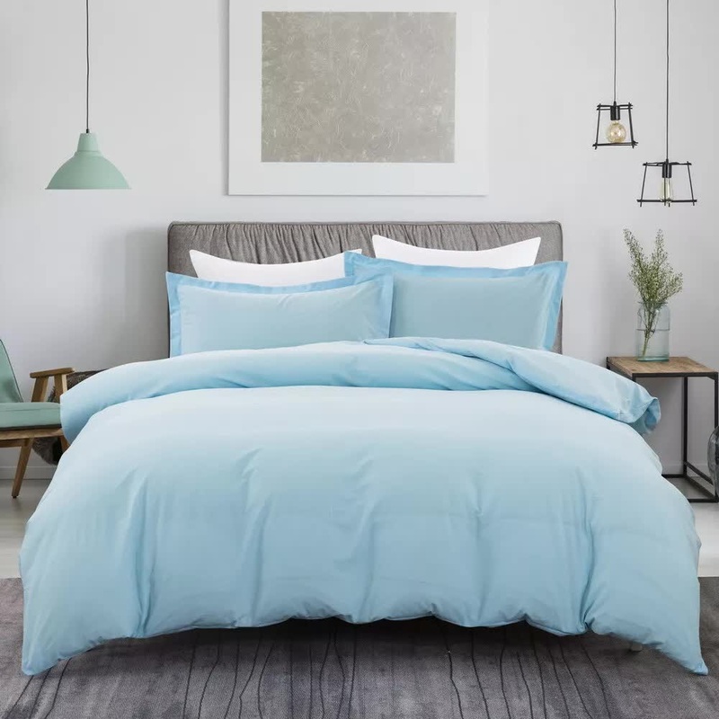 100% cotton Premium Doona Duvet Quilt Cover Set with Soft Pillowcases – Aqua-Double V745-AQ023418E3