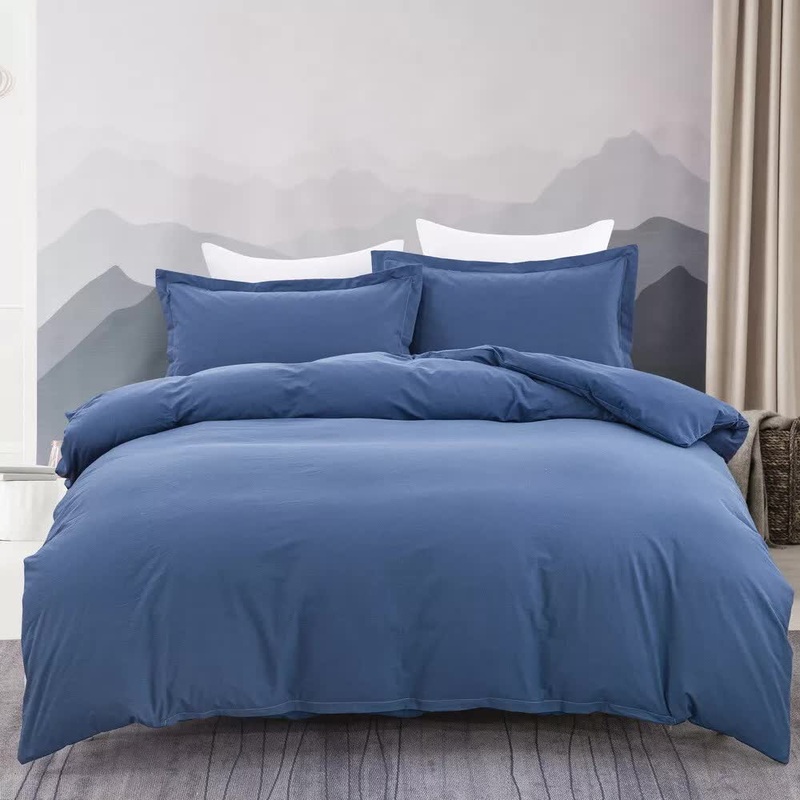 100% cotton Premium Doona Duvet Quilt Cover Set with Soft Pillowcases – Blue-Double V745-AQ023413E3