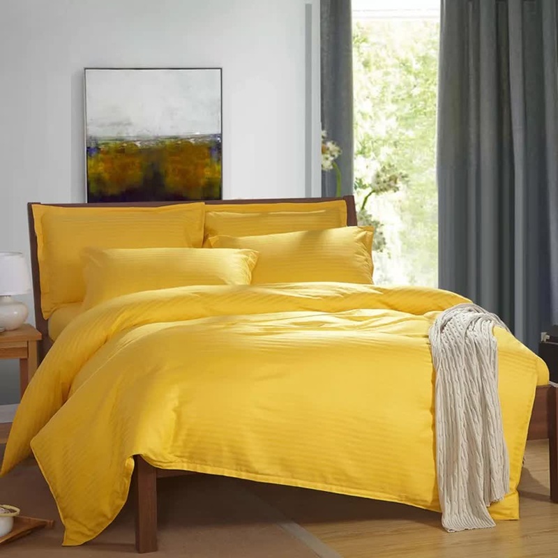 100% cotton Premium Doona Duvet Quilt Cover Set with Soft Pillowcases – yellow-Single V745-AQ023383S3