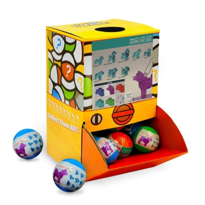 40X Geometric Translucent Dog Toy Capsules 50mm Collectible Gacha in Display Box V274-TOY-KN-F-GDOGTG-50