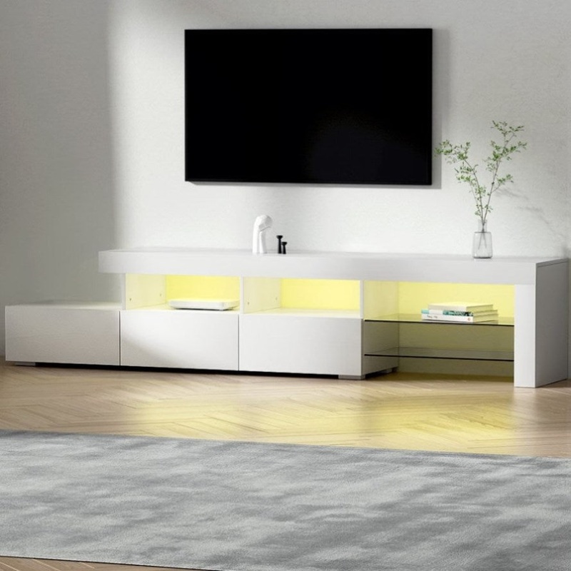 Artiss Entertainment Unit TV Cabinet LED 215cm White Caya FURNI-Q-LED-TV215-WH-AB