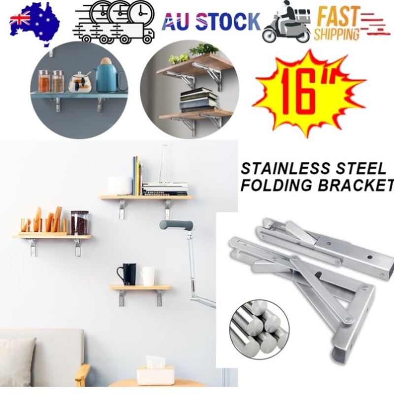 16Stainless Steel Folding Table Bracket Shelf Bench 200kg Load Heavy Duty V201-W12783397