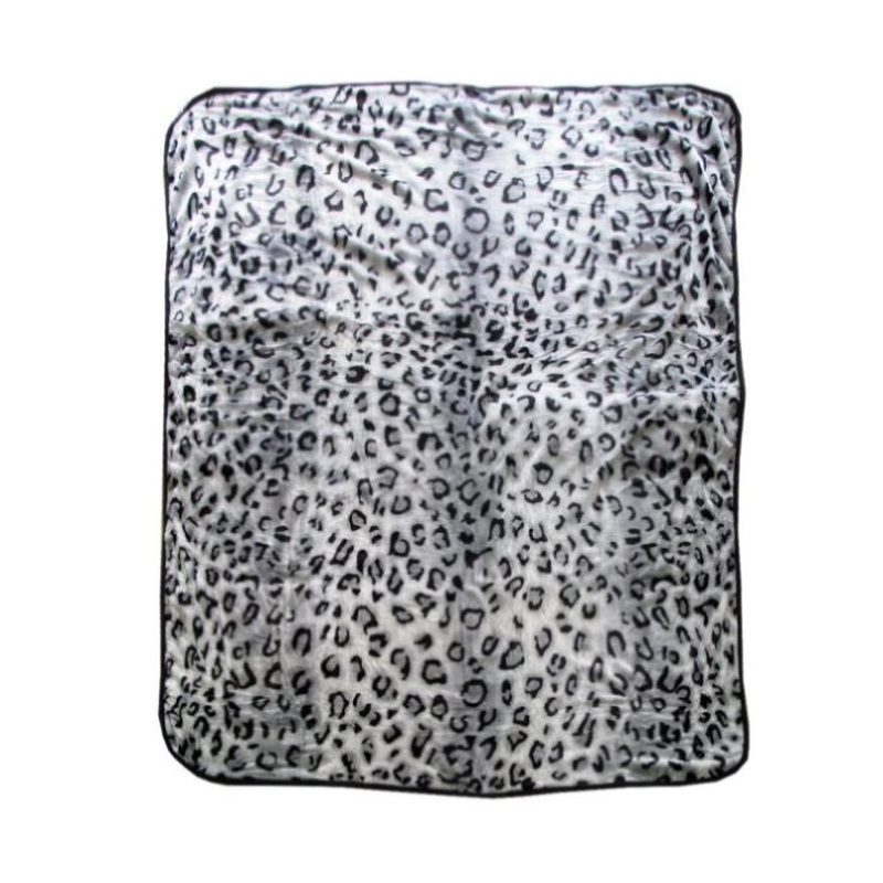 375gsm 1 Ply Animal Print Faux Mink Blanket Queen 200×240 cm Snow Leopard V442-BZO-BLANKET-375ANIMALLEOPARD-SNOW-QS