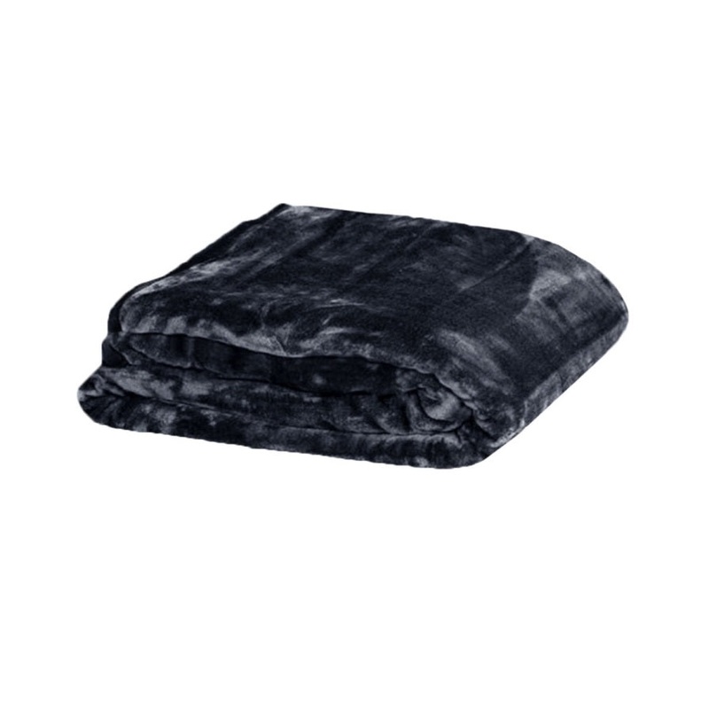 375gsm 1 Ply Solid Faux Mink Blanket Queen 200×240 cm Charcoal V442-BZO-BLANKET-375SOLID-CHARCOAL-QS