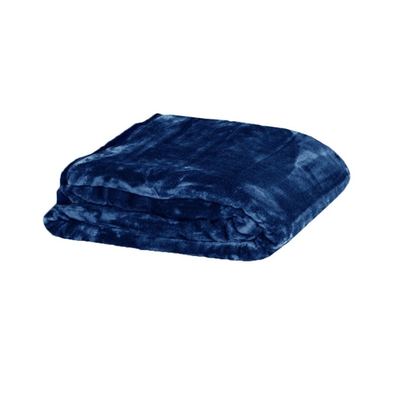 375gsm 1 Ply Solid Faux Mink Blanket Queen 200×240 cm Navy V442-BZO-BLANKET-375SOLID-NAVY-QS
