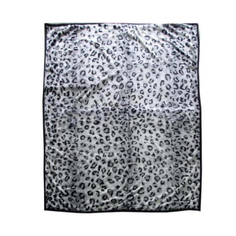 675gsm 2 Ply Animal Print Faux Mink Blanket Queen 200×240 cm Snow Leopard V442-BZO-BLANKET-675ANIMALLEOPARD-SNOW-QS
