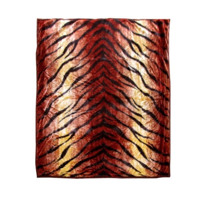 675gsm 2 Ply Animal Print Faux Mink Blanket Queen 200×240 cm Tiger V442-BZO-BLANKET-675ANIMALTIGER-RED-QS