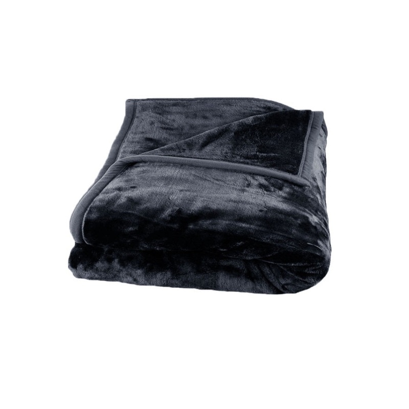 675gsm 2 Ply Solid Faux Mink Blanket Queen 200×240 cm Charcoal V442-BZO-BLANKET-675SOLID-CHARCOAL-QS