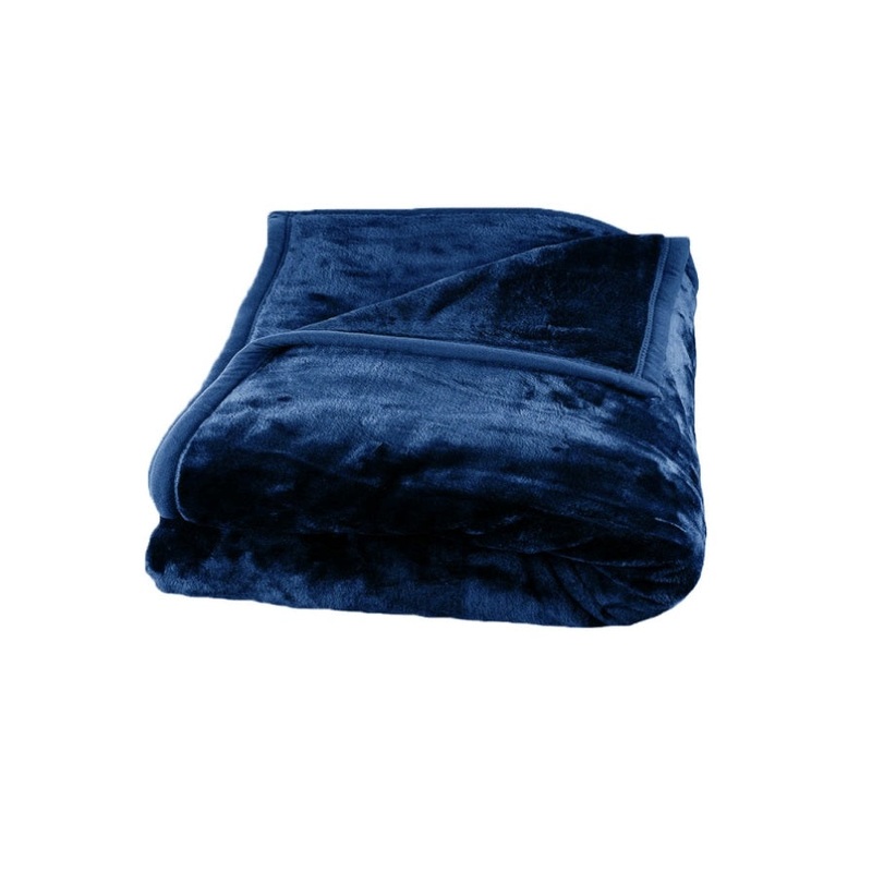 675gsm 2 Ply Solid Faux Mink Blanket Queen 200×240 cm Navy V442-BZO-BLANKET-675SOLID-NAVY-QS