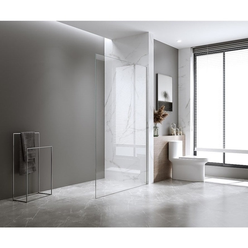 90x210cm Glass Shower Screen with Chrome Wall Channel & Square Pole V63-928221