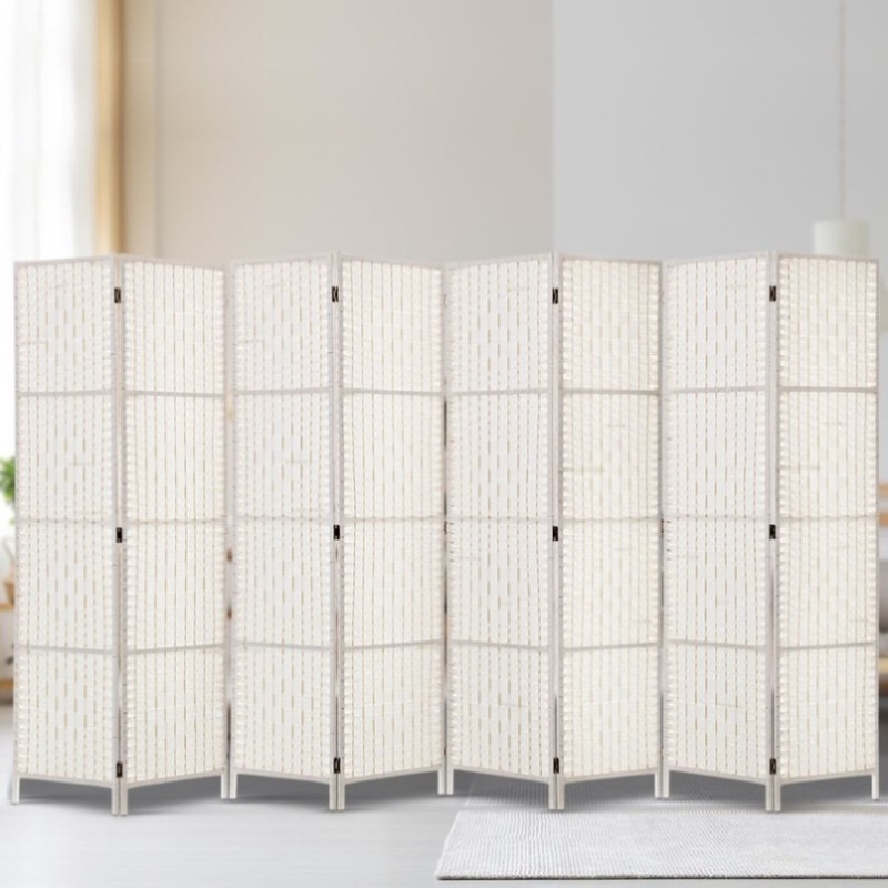 Artiss 8 Panel Room Divider Screen 326x170cm Woven White RD-C-8001-8P-WH