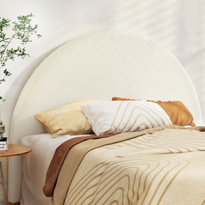 Artiss Bed Head Headboard Bed Frame Queen Boucle – GREI White BED-HEAD-GREI-Q-WH