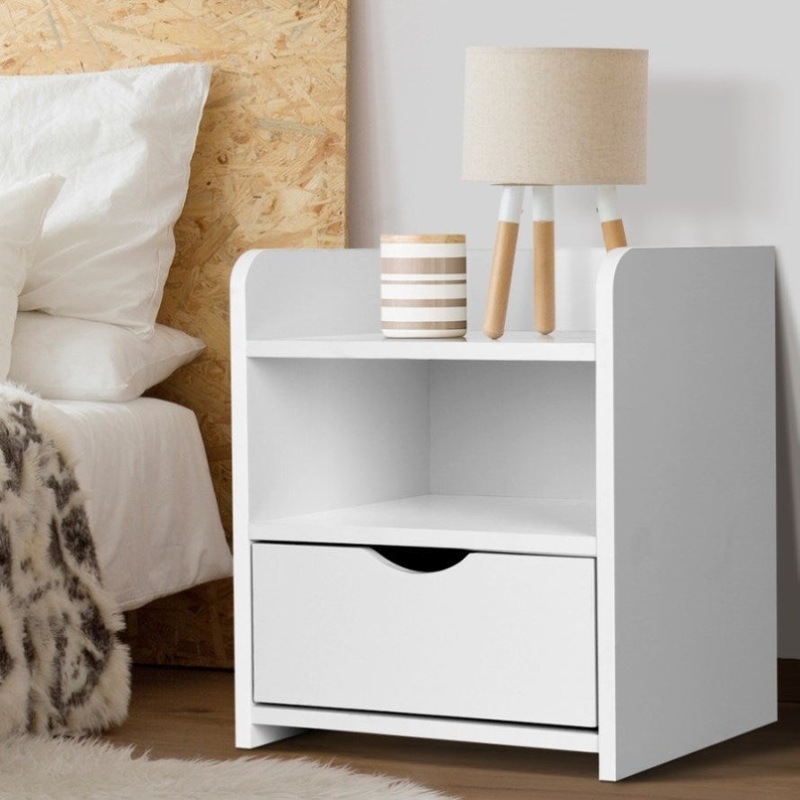 Artiss Bedside Table 1 Drawer with Shelf – FARA White FURNI-C-BS-TOGO-WH