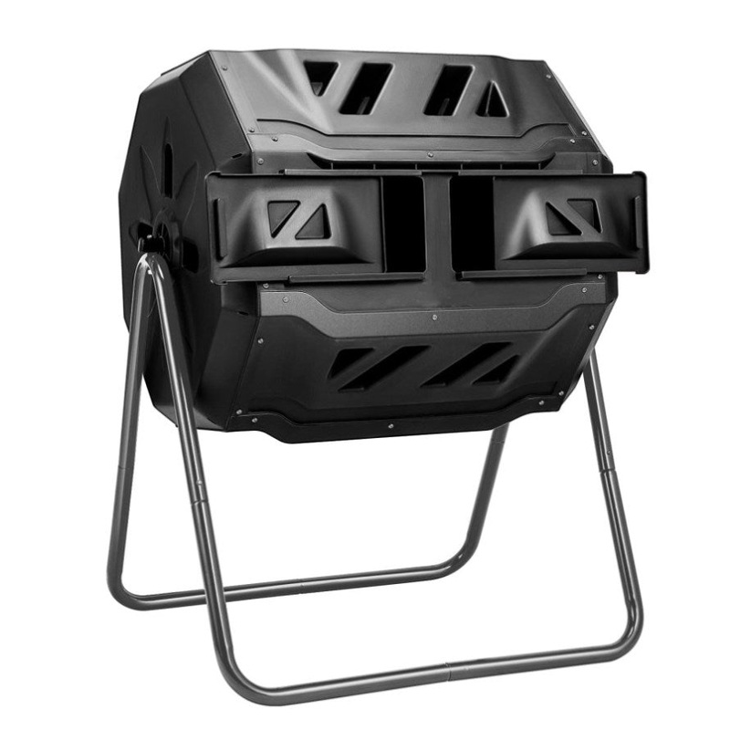 160L Large Outdoor Compost Bin Dual Chamber Tumbling Composter Tumbler Rotating V324-GDCOBIN-160L