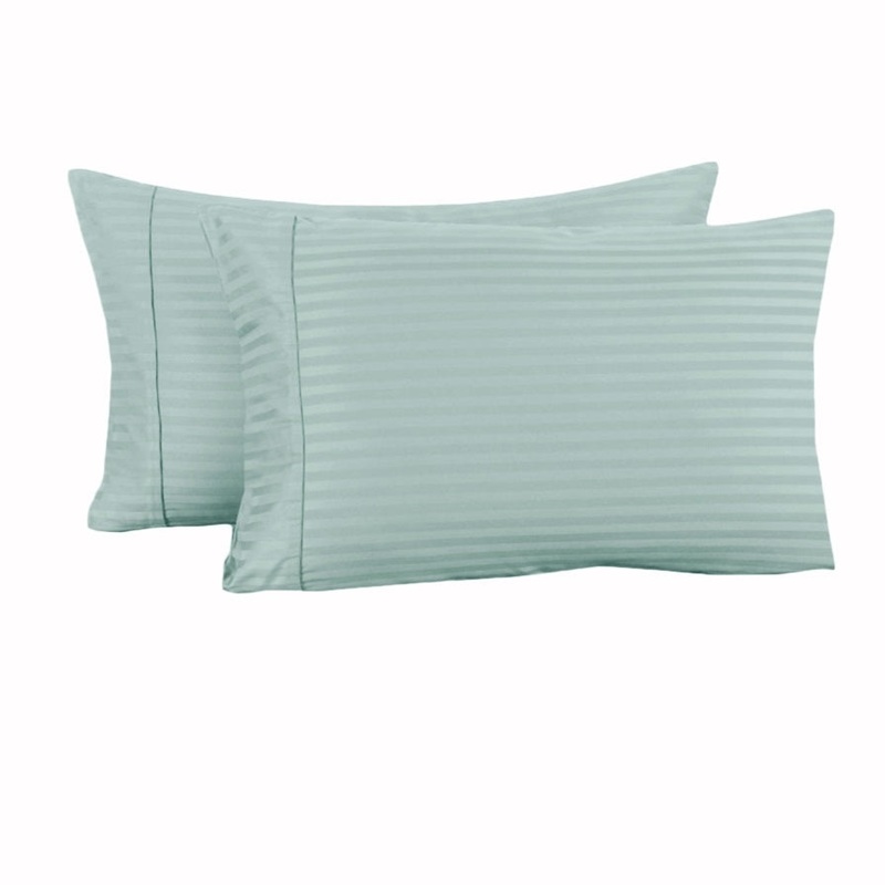 Accessorize 325TC Pair of Cuffed Standard Pillowcases Blue V442-HIN-PILLOWC-STRIPECUFFED-BLUE-ST