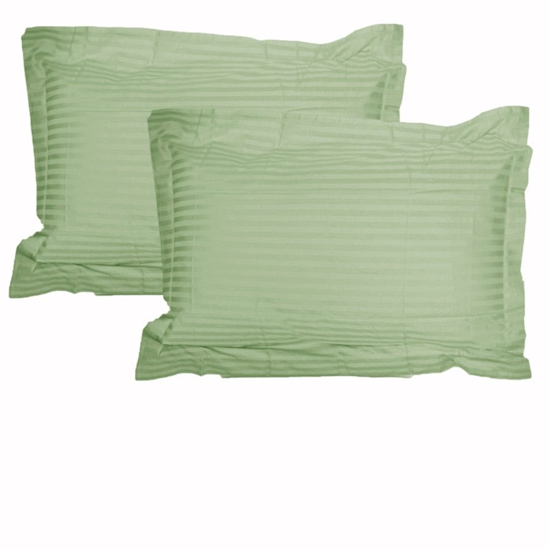 Accessorize 325TC Pair of Stripe Jumbo / Queen Pillowcases Green V442-HIN-PILLOWC-STRIPE-GREEN-QS