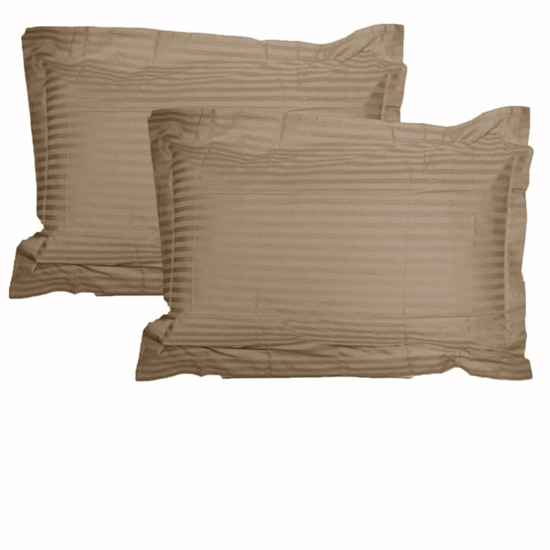 Accessorize 325TC Pair of Stripe Jumbo / Queen Pillowcases Mocha V442-HIN-PILLOWC-STRIPE-MOCHA-QS
